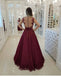 Unique Tulle Jewel Appliqued A-line Evening Dresses With Pearls PD285