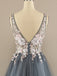 $238.99 V Neck Ball Gown Tulle Prom Dress Floral Lace Party Dress PD2870