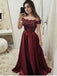 Modern Satin & Lace Off-the-shoulder Short Sleeves A-line Prom Dresses PD290