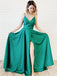 Simple Satin Spaghetti Straps A-line Prom Gowns With Slit PD292