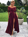 Eye-catching Satin & Lace Half Sleeves A-line Prom Dresses With Slit PD293