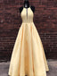 Simple Satin Jewel Floor-length A-line Prom Dresses PD295