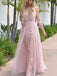 Sweet Tulle Spaghetti Straps A-line Prom Dresses With Slit PD300