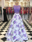 Exquisite Bateau 2 Pieces Prom Dresses Satin A-line Prom Gowns PD324