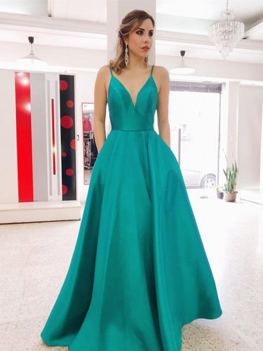 Gorgeous Satin A-line prom Dresses Spaghetti Straps Gowns PD327