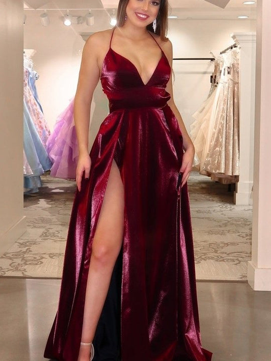 Unique Taffeta A-line Prom Dresses Spaghetti Straps Gowns PD331