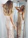 Shining Spaghetti Straps Sheath Prom Dresses Sequined Gowns PD336