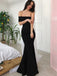 Sexy Off-the-shoulder Evening Dresses Sheath Black Gowns PD341