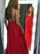 Fashion Satin Prom Dresses A-line Spaghetti Straps Backless Gowns PD346