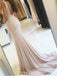 Shining Satin V-neck Sheath Prom Dresses Beaded Gowns With Slit PD352