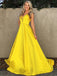 Simple Satin Prom Dresses A-line Prom Gowns With Sweep Train PD353