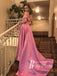 Simple Satin A-line Prom Dresses Off-the-shoulder Sexy Gowns With Slit PD354