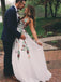 Gorgeous Lace Prom Dresses A-line Floral Gowns With Sweep Train PD358