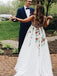 Gorgeous Lace Prom Dresses A-line Floral Gowns With Sweep Train PD358