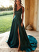 Alluring Satin Prom Dresses A-line Spaghetti Straps Gowns With Slit PD363