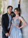 Eye-catching Illusion Prom Dresses Tulle Spaghetti Straps A-line Formal Gowns PD367