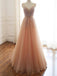 Shining Beaded A-line Prom Dresses Tulle Long Evening Gowns PD379