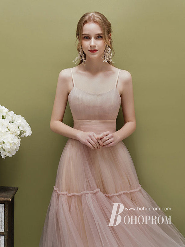 Sweet A-line Prom Dresses Tulle Tea-length Evening Gowns PD391