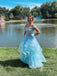 Shining Beaded A-line Prom Dresses Tulle Tiered Evening Gowns PD395