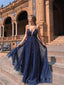 Shining A-line Prom Dresses With Sequins Spaghetti Straps Evening Gowns PD398