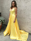 Spaghetti Straps Satin Prom Dresses A-line Long Evening Gowns PD407