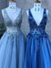 Shining Beaded Tulle Prom Dresses A-line Evening Gowns With Rhinestones PD416