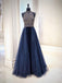 Shining Halter Lace Prom Dresses A-line Evening Gowns With Beads PD424
