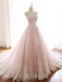 Elegant Tulle A-line Prom Dresses With Beads And Appliques PD431