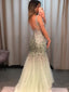 Shining Tulle Prom Dresses Mermaid Evenig Gowns With Rhinestones PD440