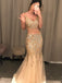 Modern V-neck Mermaid Prom Dresses With Rhinestones PD446