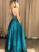 Shining Jewel A-line Prom Dressess Satin Beaded Evening Gowns PD449