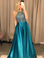 Shining Jewel A-line Prom Dressess Satin Beaded Evening Gowns PD449