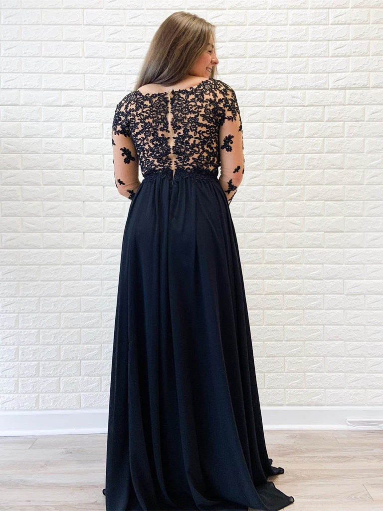 Long Sleeves A-line Prom dresses Chiffon Evening Gowns PD450