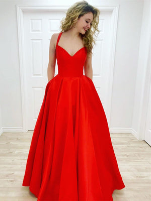 Simple Halter A-line Prom Dresses Satin Evening Gowns PD454
