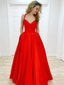 Simple Halter A-line Prom Dresses Satin Evening Gowns PD454