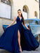 Elegant Satin A-line Prom Dresses With Slit Long Evening Gowns PD455