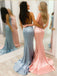 Simple Satin Sheath Prom Dresses Long Evening Gowns PD465