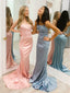 Simple Satin Sheath Prom Dresses Long Evening Gowns PD465