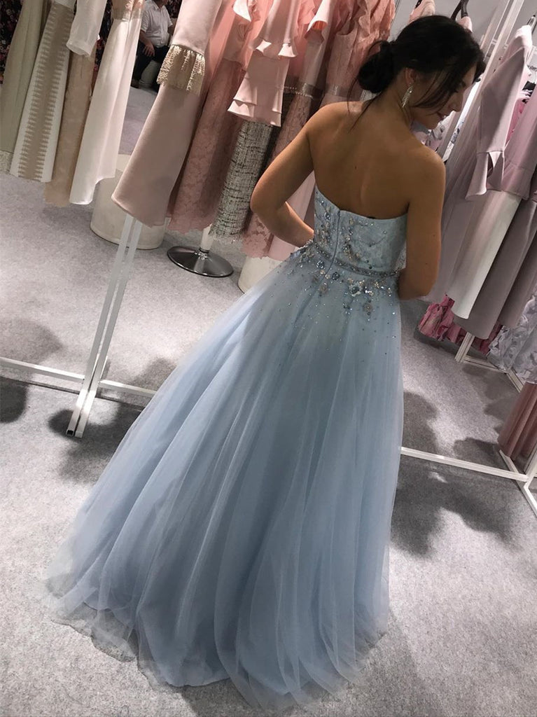 Sweetheart Tulle A-line Prom Dresses With Rhinestones PD468