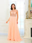 Illusion A-line Prom Dresses Long Chiffon Evening Dress With Beads PD470