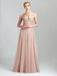 Appliqued Tulle Prom Dresses A-line Long Gowns With Beads PD471