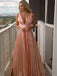 Sexy Deep-V A-line Prom Dresses Lace Evening Gowns PD482