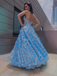 Spaghetti Satraps A-line Prom Dresses Lace Evening Gowns PD493