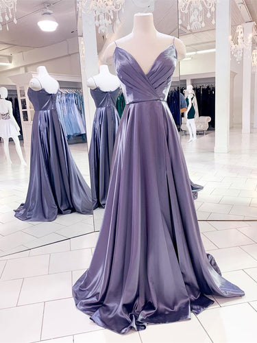 Spaghetti Straps Satin Prom Dresses A-line Evening Dresses PD496