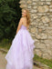 Stunning Shining Spaghetti Straps Tulle Prom Dresses A-line Tiered Evening Gowns PD500