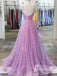 Shining Sequines Spaghetti Straps V-Neck  A-line Prom Dresses PD503