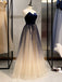 Simple Shining Long Tulle Strapless Neckline  A-line Prom Dresses PD513