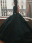 Long Sleeves Satin Tulle Ball Gown Prom Dresses  Evening Gowns PD518