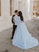 Elegant Spaghetti Straps Off-The-Shoulder  Long Sleeves Tiered Tulle Sweep Train Prom Dresses PD521