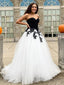 Simple Long Tulle Strapless Neckline  A-line Prom Dresses  PD526